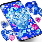 Blue hearts diamonds wallpaper icon