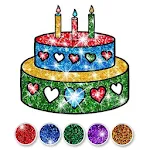 Glitter Birthday Cake Coloring icon