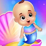 mermaid babyshower party icon
