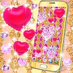 Golden diamond heart wallpaper icon