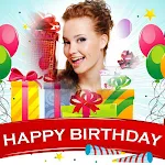 Birthday photo frame greeting icon